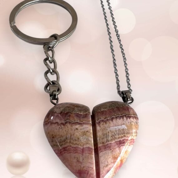 Set de corazones de rodocrosita llaveros