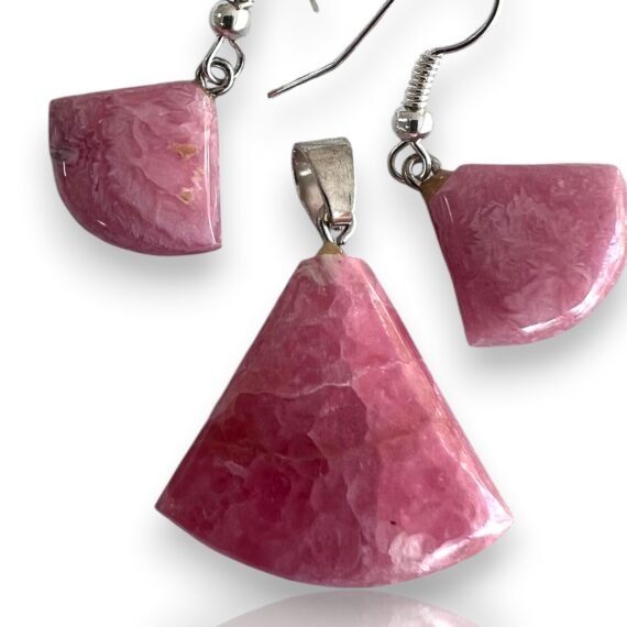 Set de dijes y aros rodocrosita