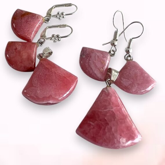 Set de dijes y aros rodocrosita