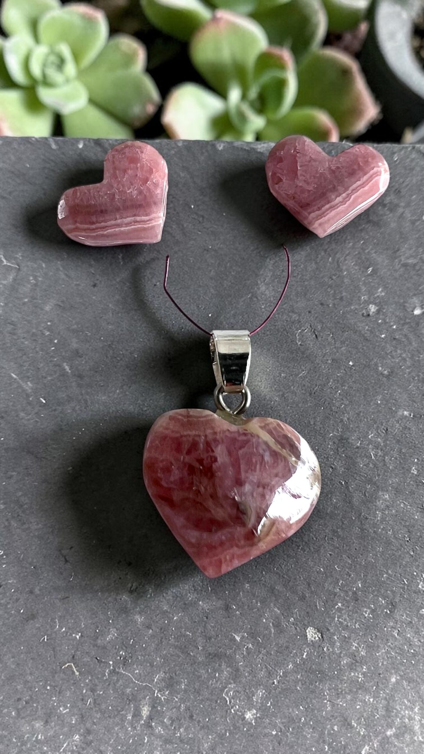 Set de Rodocrosita Corazon con Aros - Imagen 3