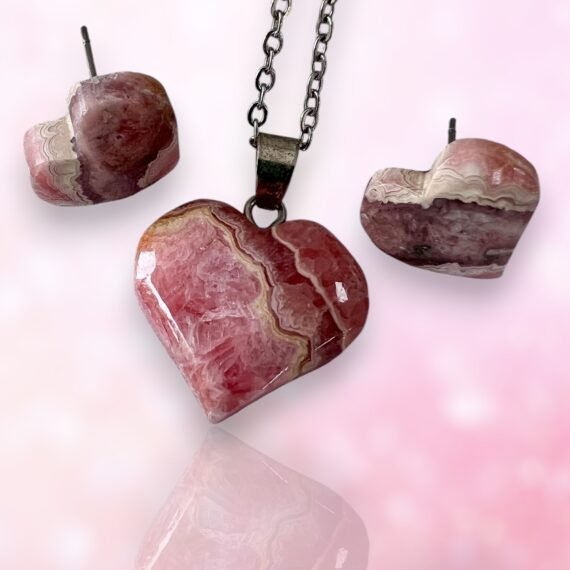 Set de Rodocrosita Corazon con Aros