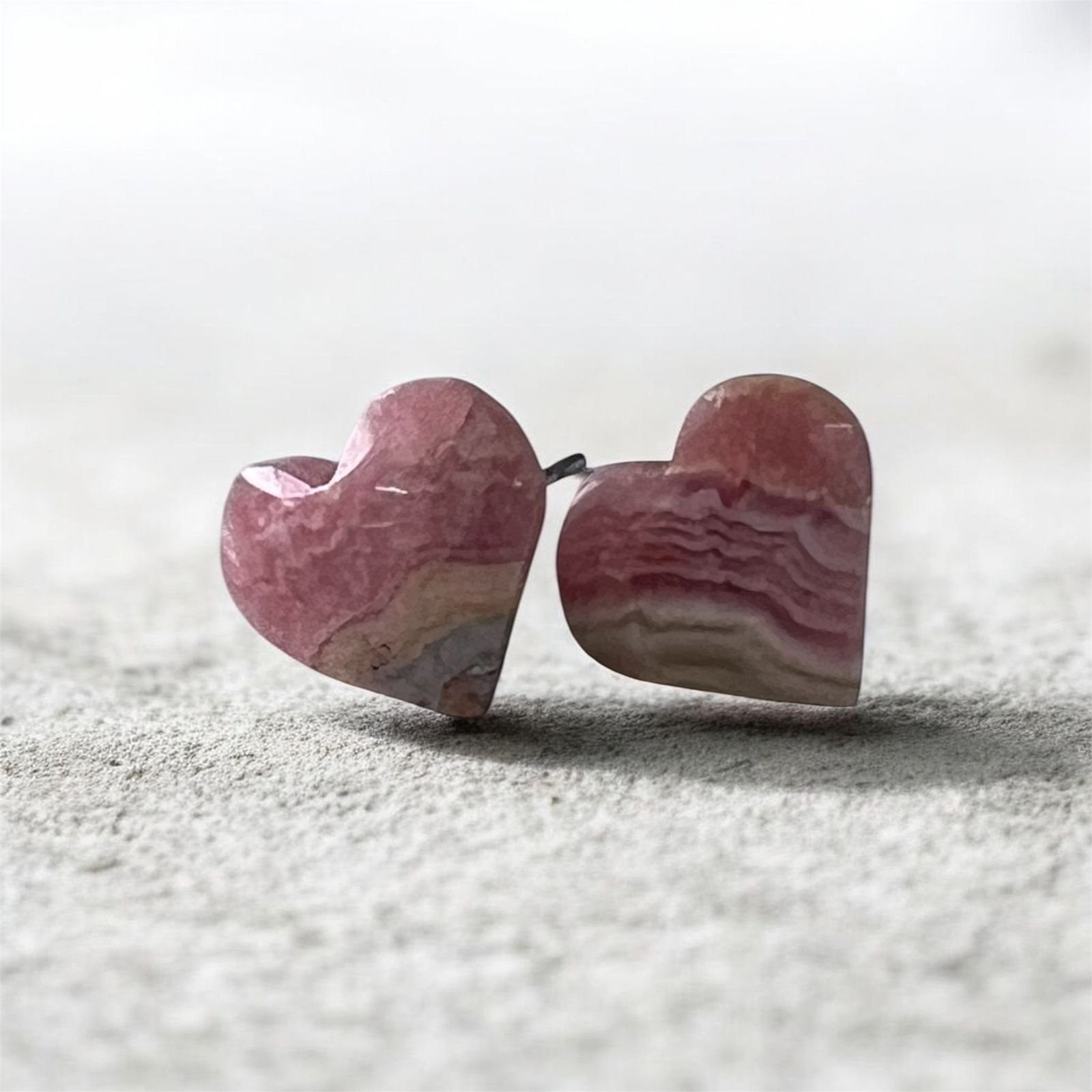 Aros de Rodocrosita Corazon Pasante