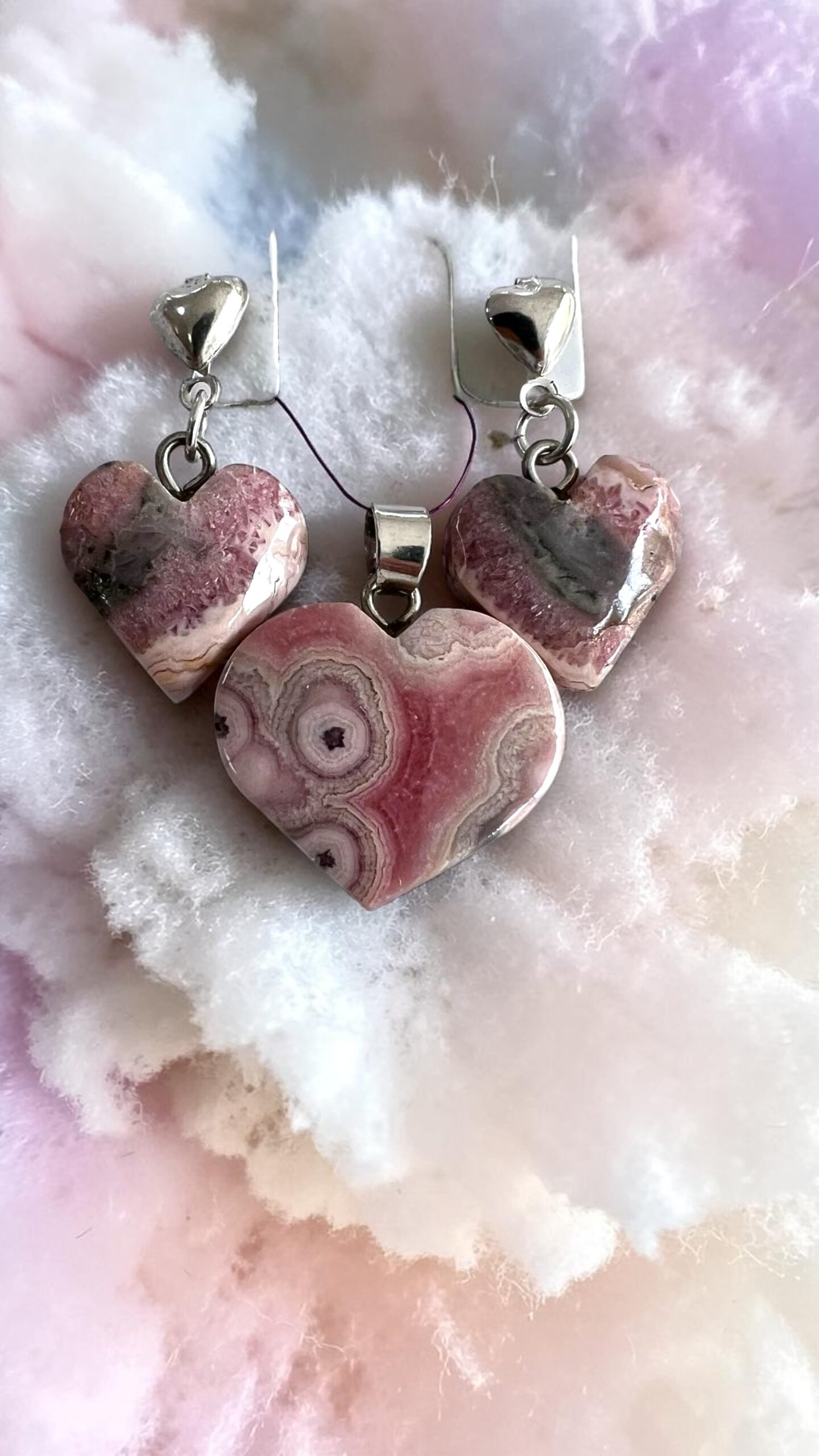 Set de Rodocrosita Corazon con Aros - Imagen 6