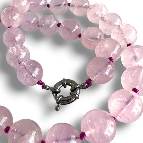 Collar cuarzo rosa esferas grandes