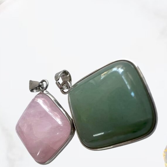 Dije de Cuarzo Rosa y Cuarzo Verde