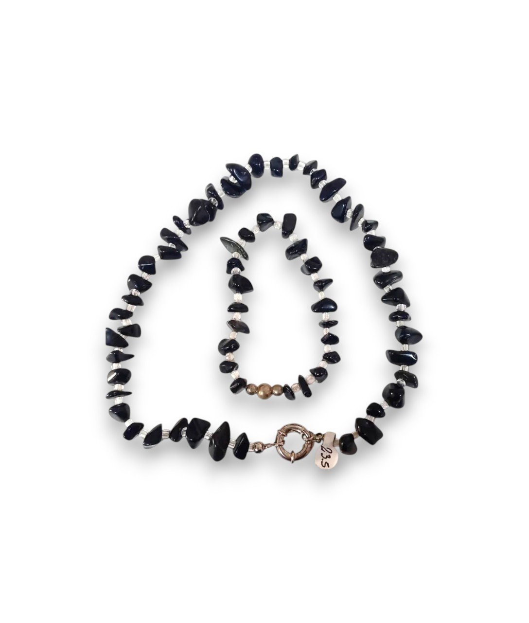 Collar y Pulsera De Onix Negro Protector