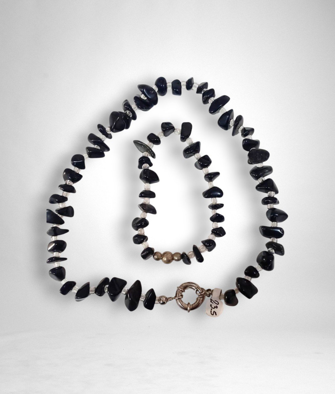 Collar y Pulsera De Onix Negro Protector