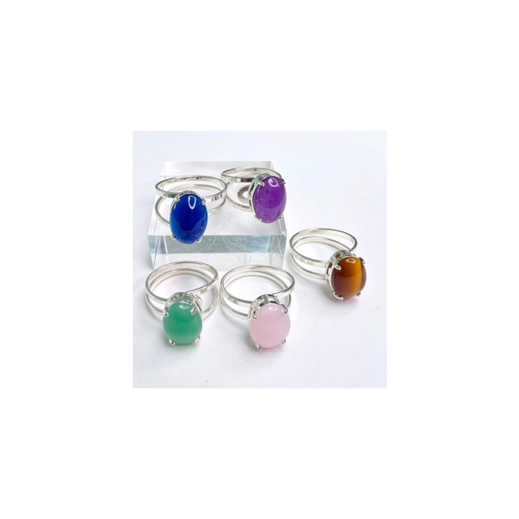 Anillos de Piedras Naturales Baño Plata
