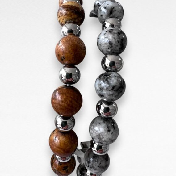 Pulsera Jaspe gris y madera
