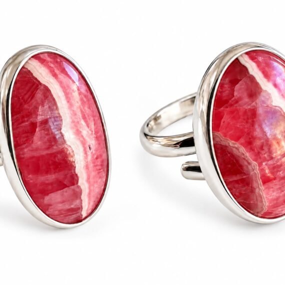Anillo de Rodocrosita y plata regulable