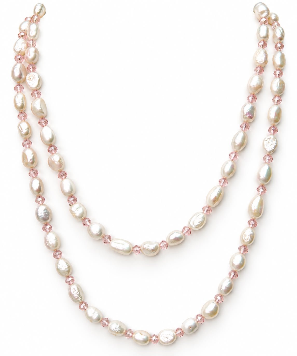Collar Perlas naturales & cristales rosa
